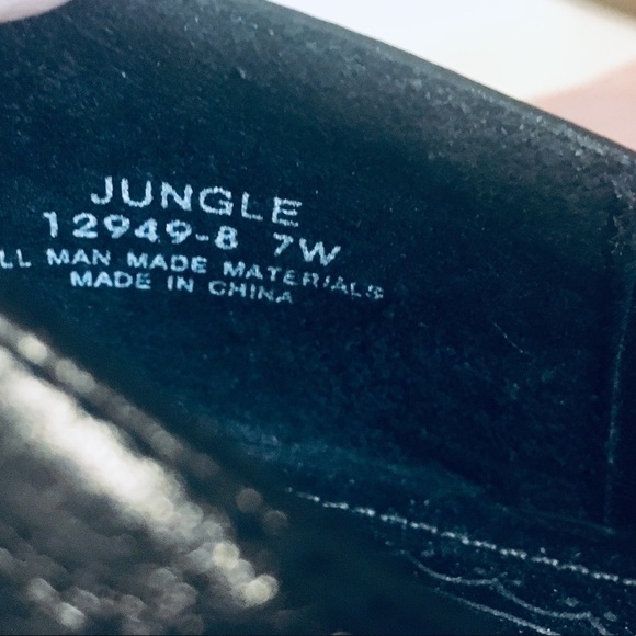 Life Stride Black Leather Block Heel Slip On Jungle Loafers Sz 7W - Picture 8 of 8